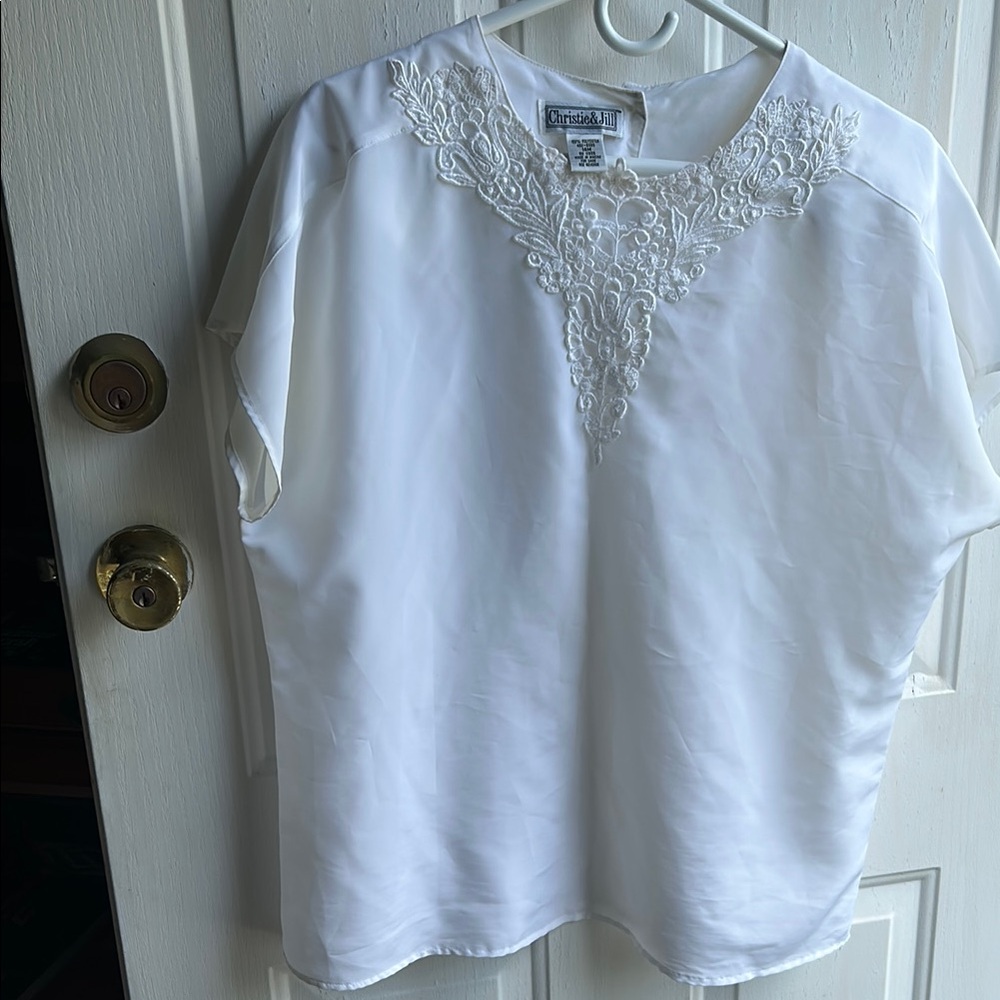 Christie& Jill White, Embellished Blouse